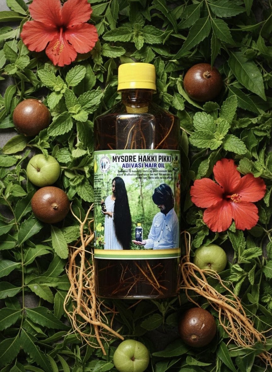 500ML- MYSORE HAKKI PIKKI ADIVASI HAIR OIL