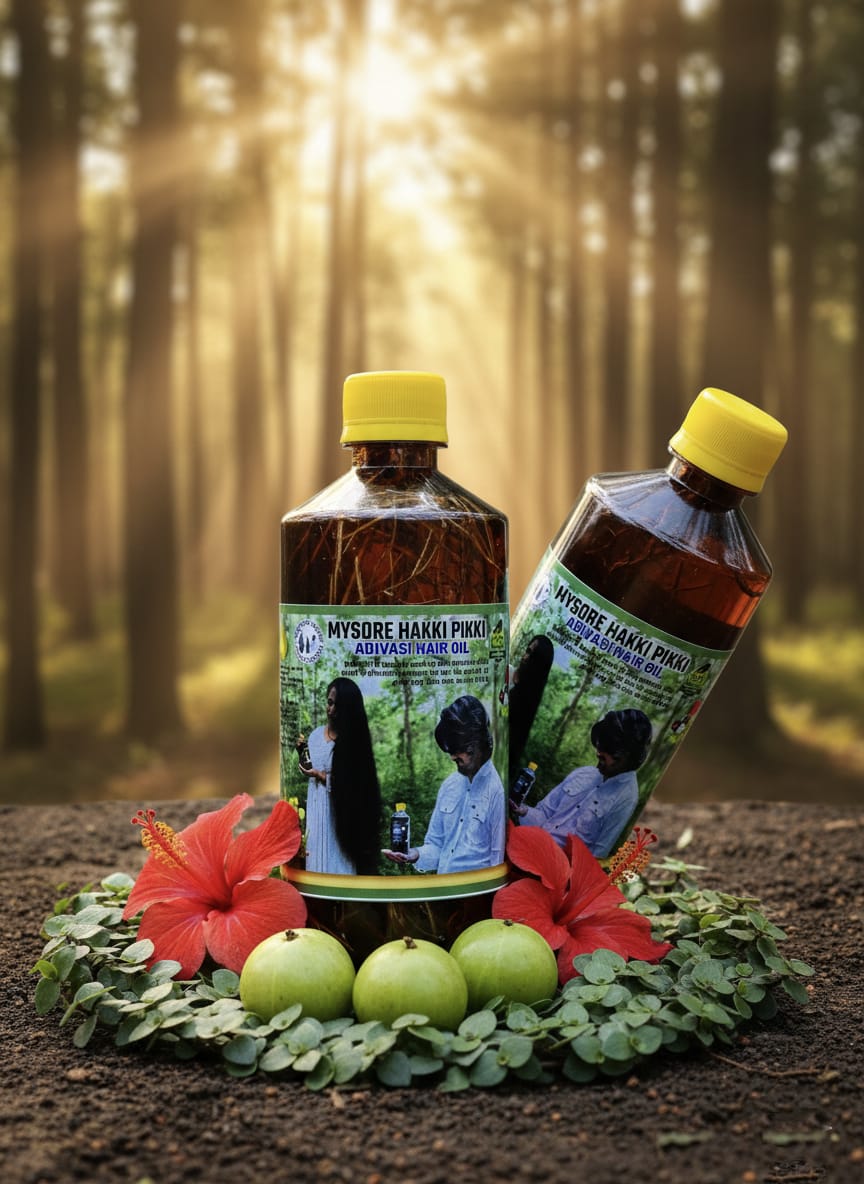 1000ML- MYSORE HAKKI PIKKI ADIVASI HAIR OIL